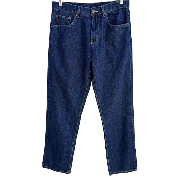 Calvin Klein Mens Dark Wash Relaxed Fit All Cotton Straight Leg Denim Jeans 32x3 - Picture 1 of 11